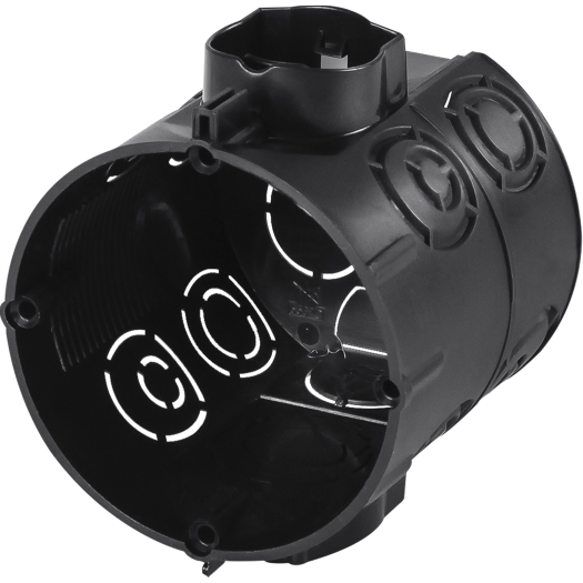 Inbouwdoos Ø 60 mm plat, met voorgemonteerde apparaatschroeven zwart