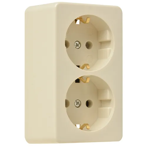 2-voudige wandcontactdoos opbouw, crème
