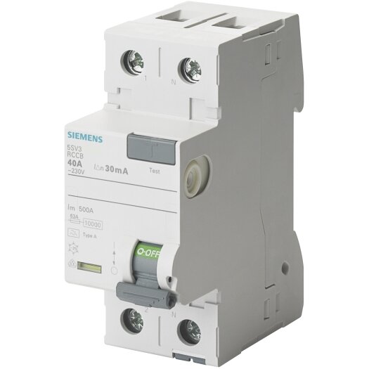 Siemens Aardlekschakelaar 2-polig Type A, "PSE/SSF" 25 A, 0,03 A
