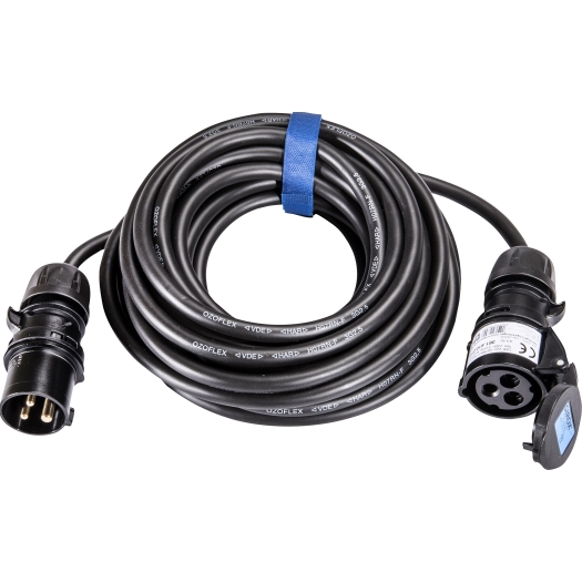 3G2,5 mm², 16 A, 3-polig, 230 V, 6 h 10 m IP 44 zwart