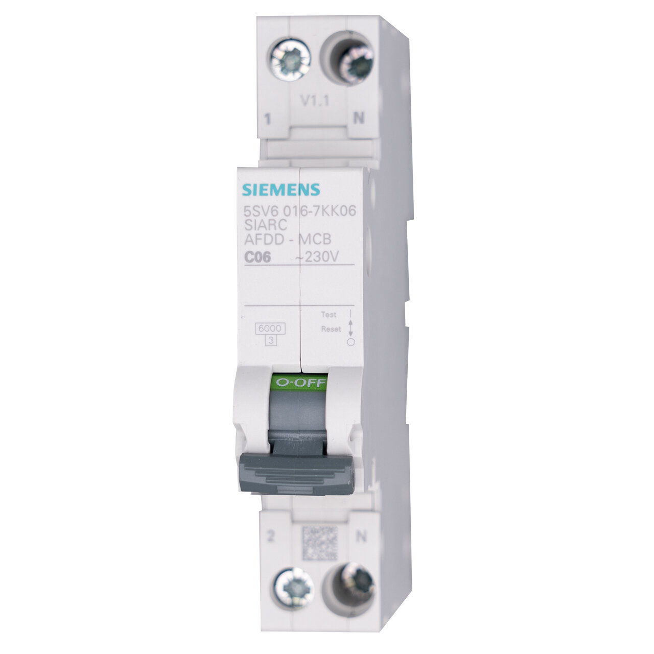 Siemens brandbeveiliging schakelaar 1P+N, 230V, 6kA, 1 module breed C, 6 A