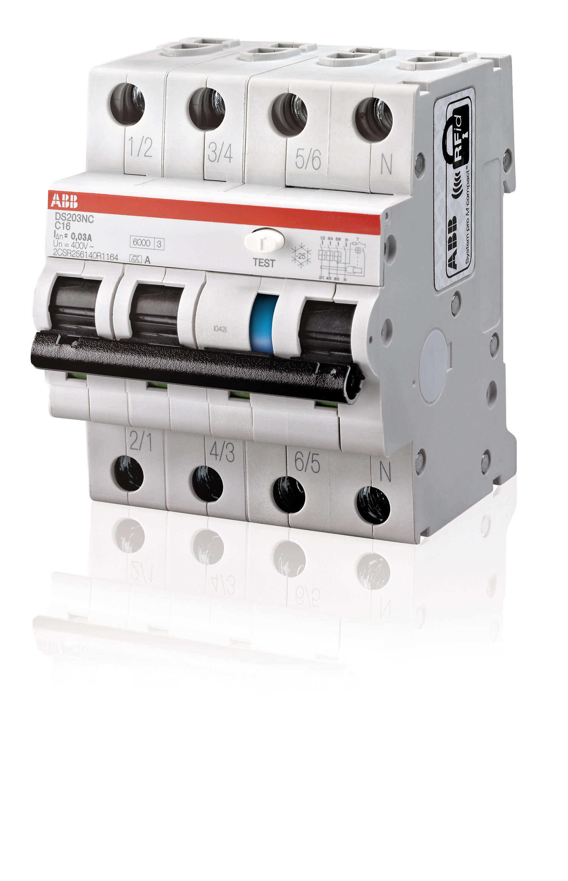 ABB Aardlekautomaat 3P+N C16, 30mA "DS203NC"