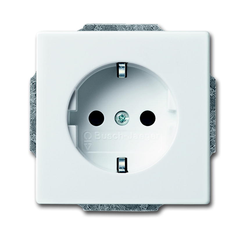 Busch Jaeger wandcontactdoos met randaarde - Solo/Carat/ Future Linear studiowit (0 EUCR-84-503)