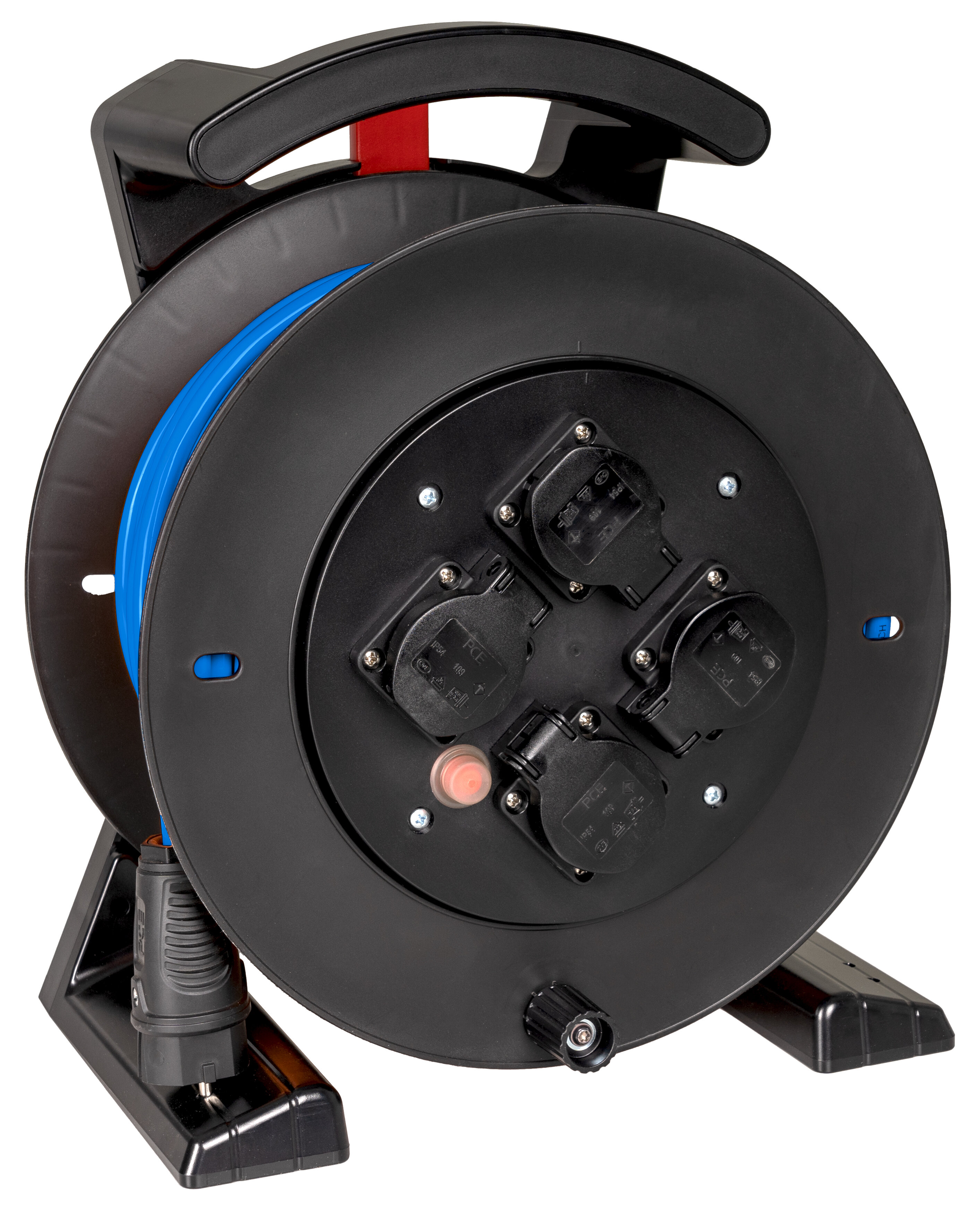 JUMBO kabelhaspel 2.0 in zwart, 4 contactdozen, H07BQ-F 3G1,5 mm², 40 m