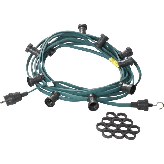 Aansluitklare prikkabel E27 10 m, mit 30 Fassungen, E 27