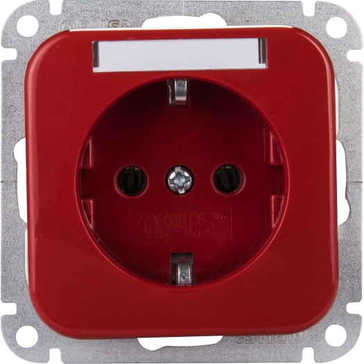 OPUS® 1 geaarde contactdoos met tekstveld rood