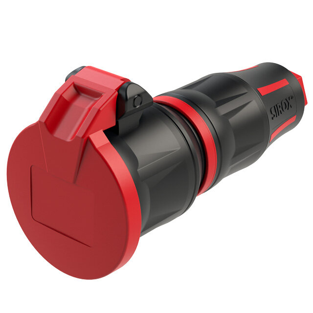 SIROX Profi contrastekker met scharnierend deksel, IP54, Zwart/Rood