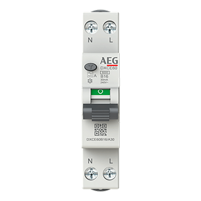 AEG Aardlekautomaat 1P+N B16 A, Type A, 30mA - 1 module breed - (spanningsafhankelijk)