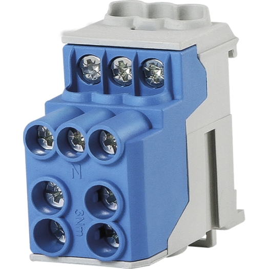 Hoofdaansluitklem 25 mm² - N/PE kenmerking in kleur blauw