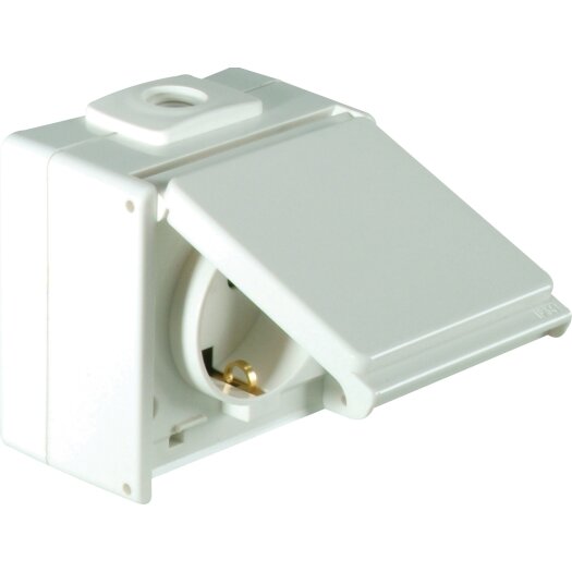 OPUS® AQUA geaarde contactdoos enkel met verhoogde contactbescherming, 2 kabelinvoeren* helder wit