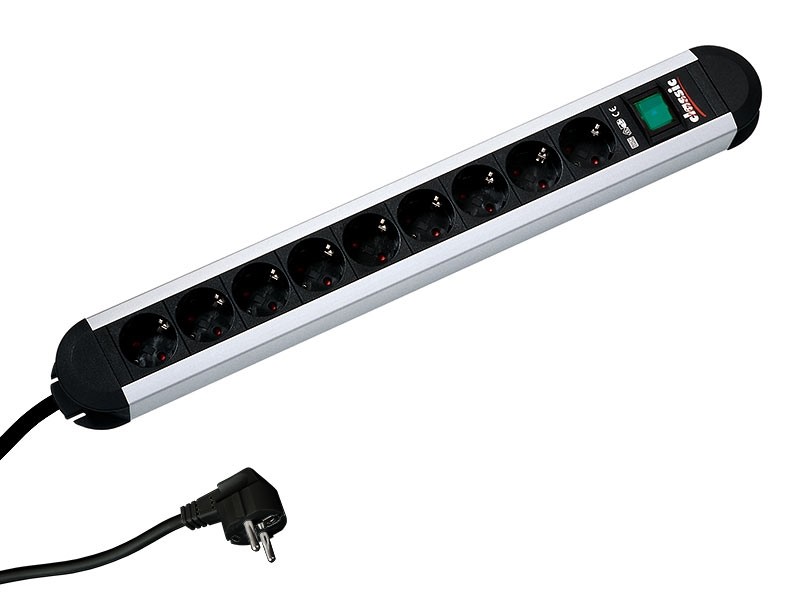 PRIMO contactdoosstrip met 9x contactdozen en 1x schakelaar, 1,75m voedingskabel