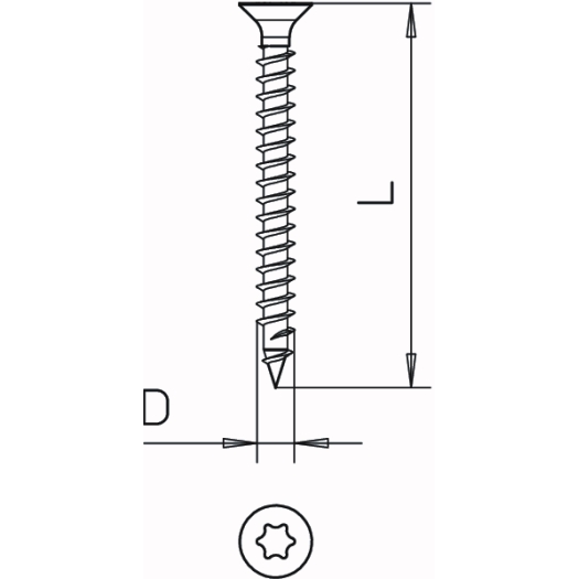 Sprintschroef verzonken kop, aandrijving T-Drive 4,5x45mm, St, GGP