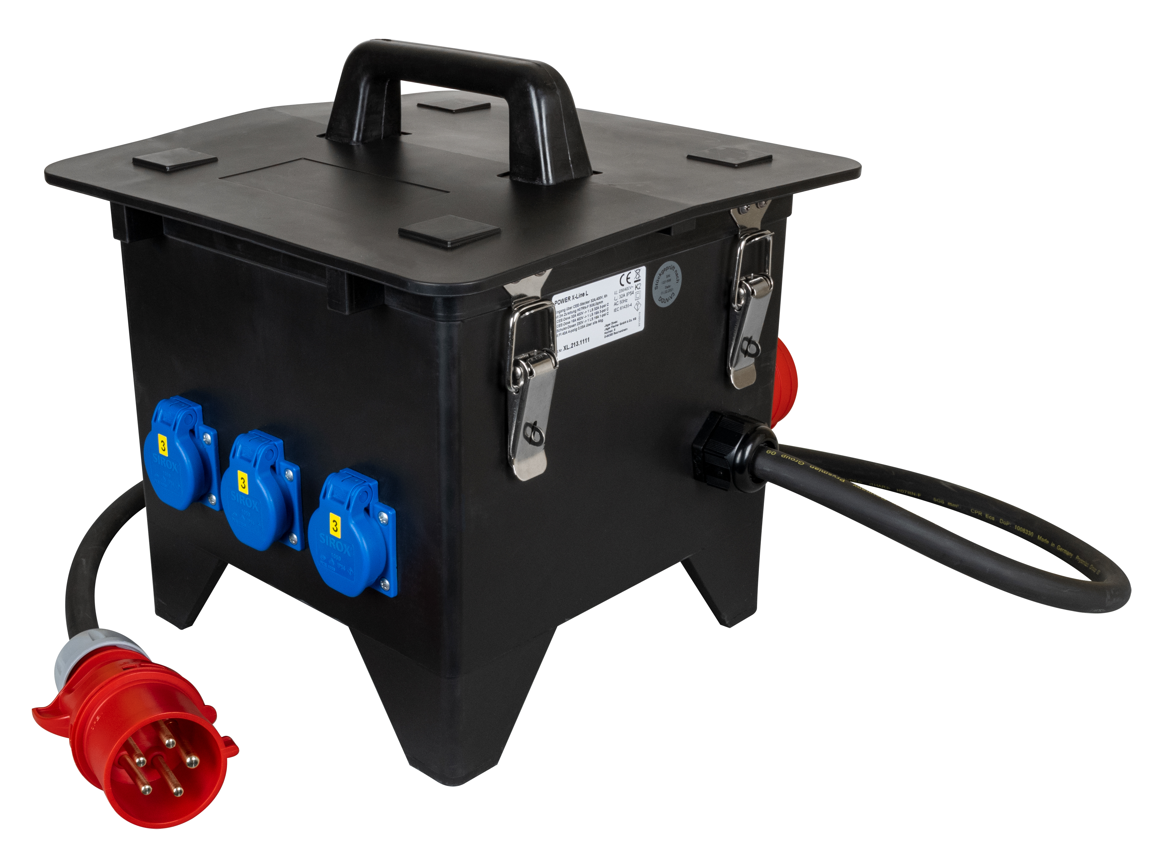 SiRoX POWER X-Line L massief rubberen verdeler Voedingskabel met CEE-St. 32 A, 3 × beschermingscontact (1 × LS), 1 × SiRoX POWER X-Line L massief rubberen verdeler Voedingskabel met CEE-St. 32 A, 3 × beschermingscontact (1 × LS), 1 ×
