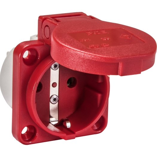 Machinecontactdozen IP 54 rood (RAL 3000) van achteren 50 x 50 mm 38 x 38 mm