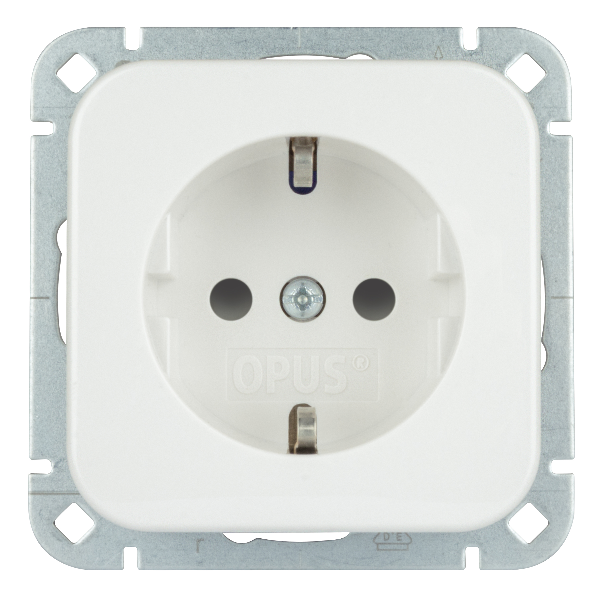 OPUS 1 geaarde contactdoos - zonder krallen helder wit