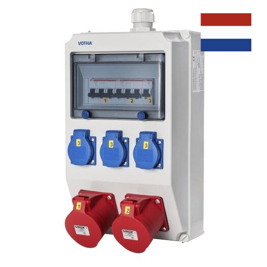 VOTHA WOLFSBURG wandverdeler bedraad met 2x CEE 32 A, 3x WCD'S 230 V