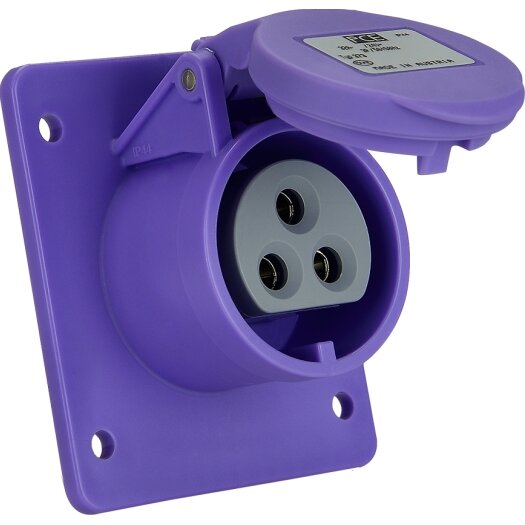 CEE-aanbouwdoos 16A, 2P, 24V, IP44/54, violet CEE-aanbouwdoos 16A, 2P, 24V, IP44/54, violet