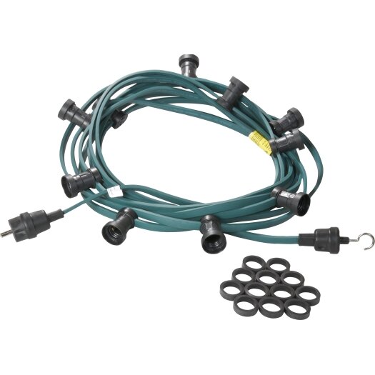 Aansluitklare prikkabel E27 10 m, mit 30 Fassungen, E 27