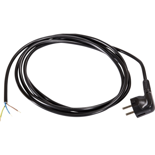 Kunststof aansluitsnoer H05VV-F 3 G 0,75 mm², met haakse stekker zwart 2 m