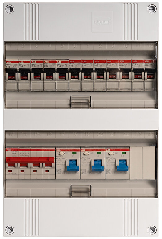 Groepenkast 3-fase, 40A 4P 3 40/0,03A 2P, 12 Groep B16