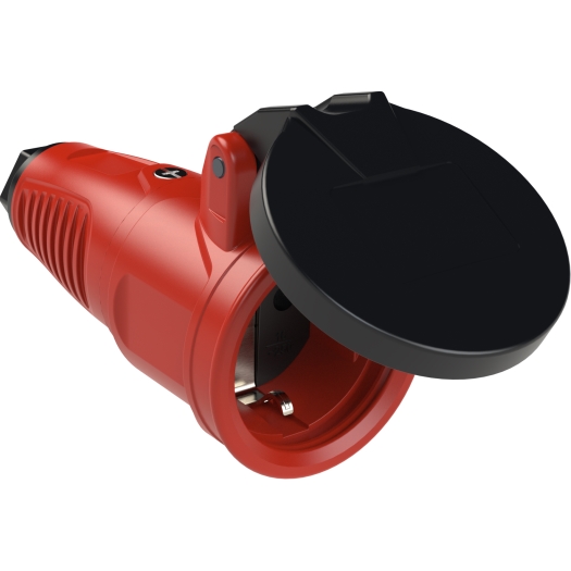 SIROX geaarde contrastekker 230 V met klapdeksel rood volrubber