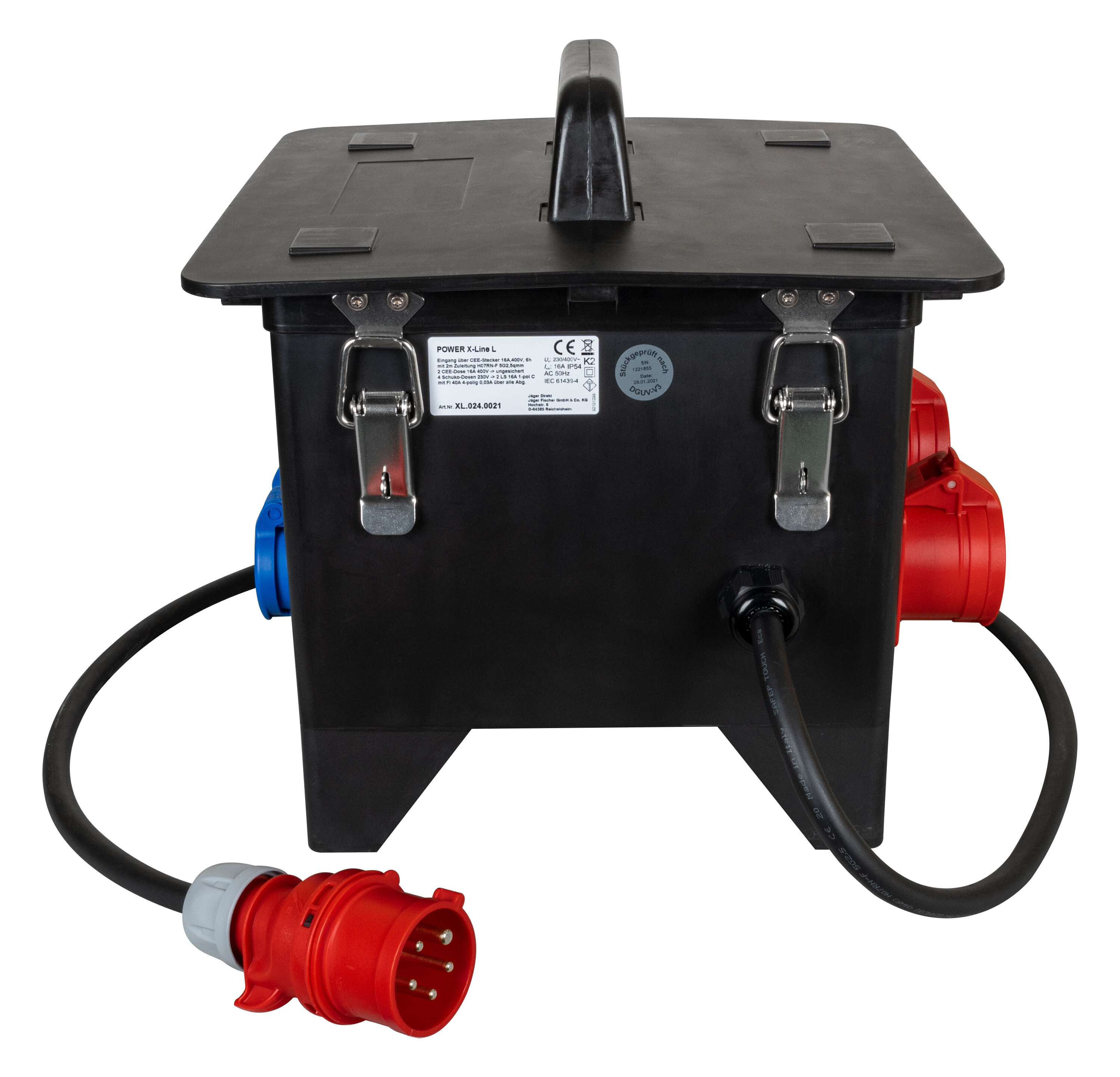 SIROX Volrubber verdeler ''Power X-Line L'' 5-polig 400V, 16A