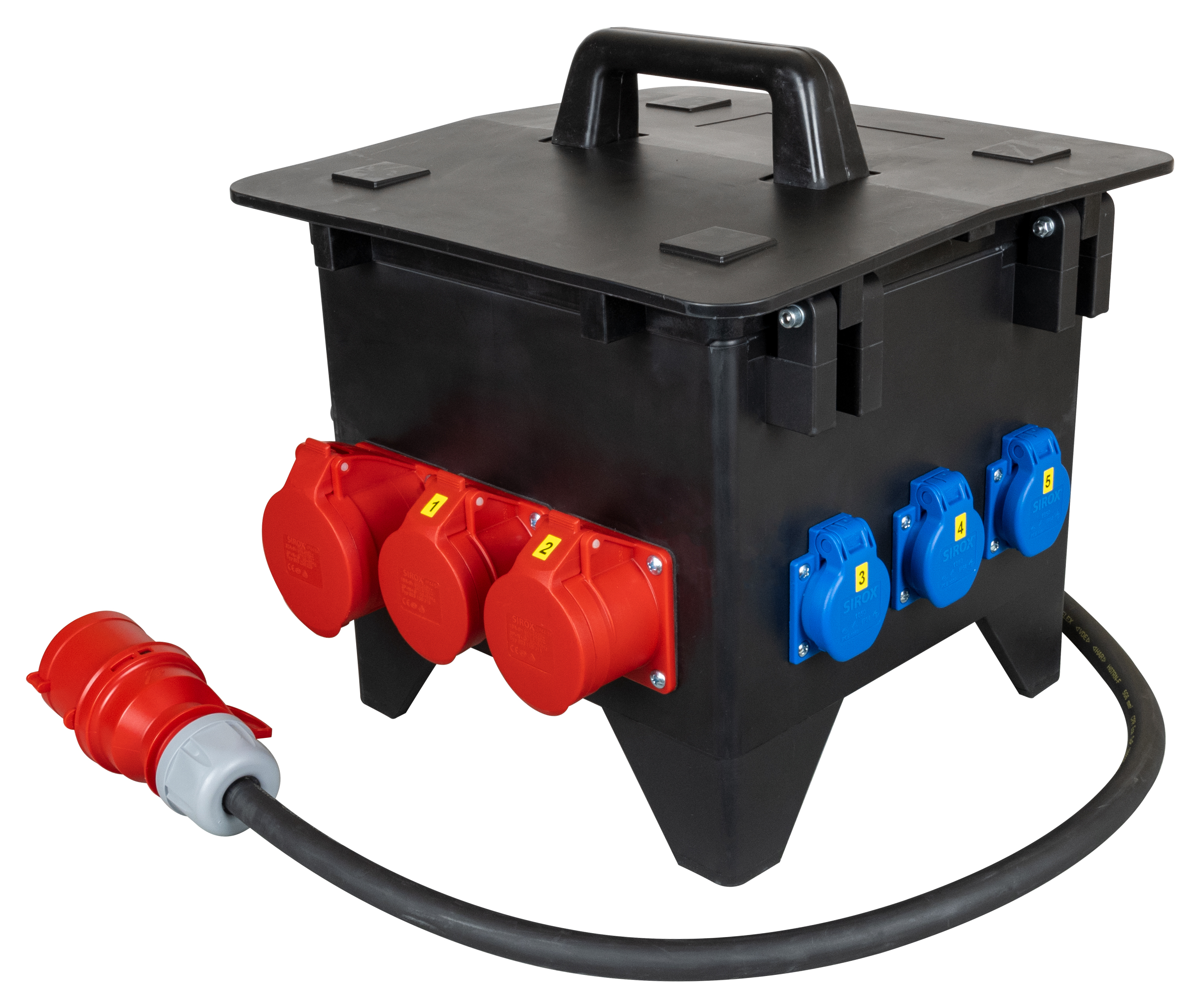 SiRoX POWER X-Line L massief rubberen verdeler Voedingskabel met CEE-St. 32 A, 6 × beschermingscontact (6 × LS), 2 × SiRoX POWER X-Line L massief rubberen verdeler Voedingskabel met CEE-St. 32 A, 6 × beschermingscontact (6 × LS), 2 ×