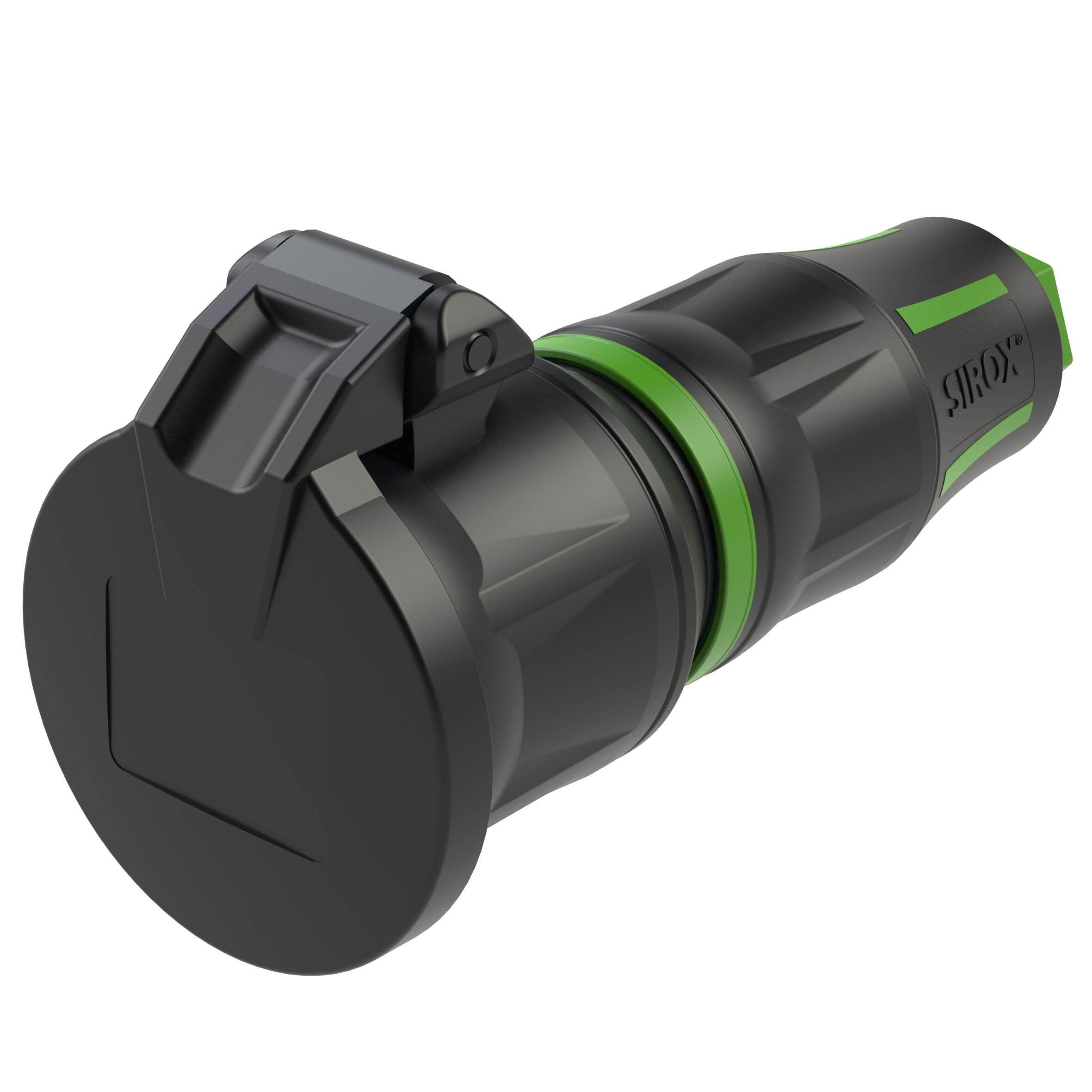 SIROX Profi contrastekker met scharnierend deksel, IP54, Zwart/Groen
