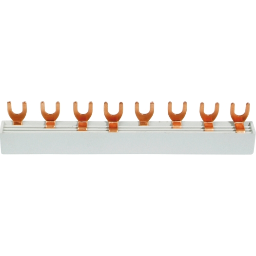 3-fasen vorkrail voor 3P+N automaten, L-uitvoering, gesloten 2 x 4 polen, 142 mm lang