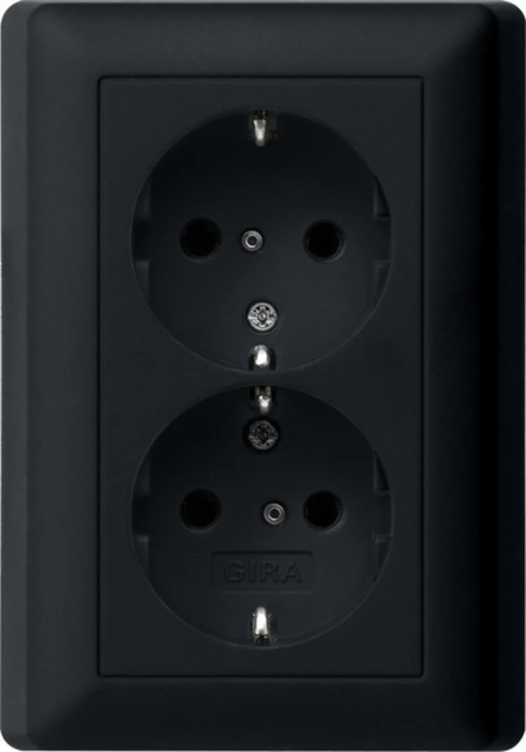 Gira systeem 55 wandcontactdoos (WCD) 2-voudig mat zwart