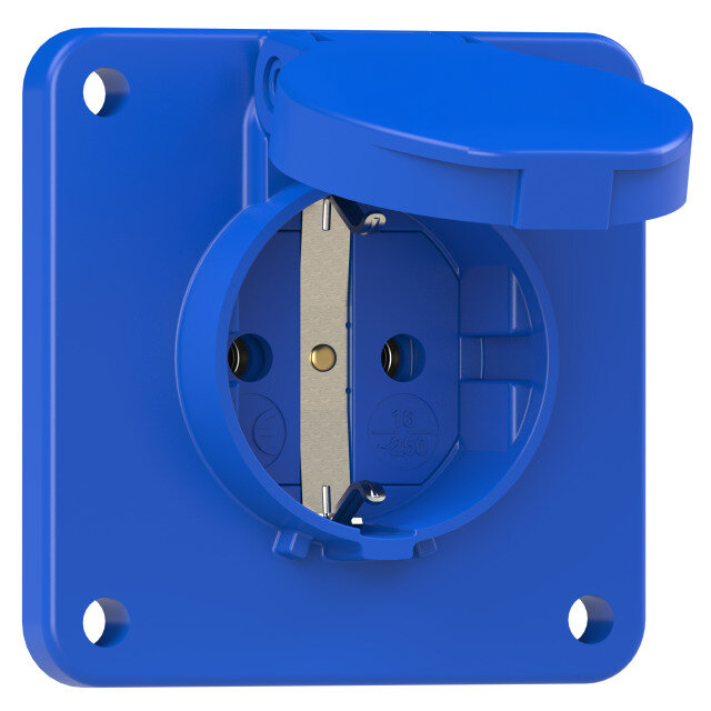Machinecontactdozen IP 54 blauw (RAL 5017) van achteren 75 x 75 mm 60 x 60 mm