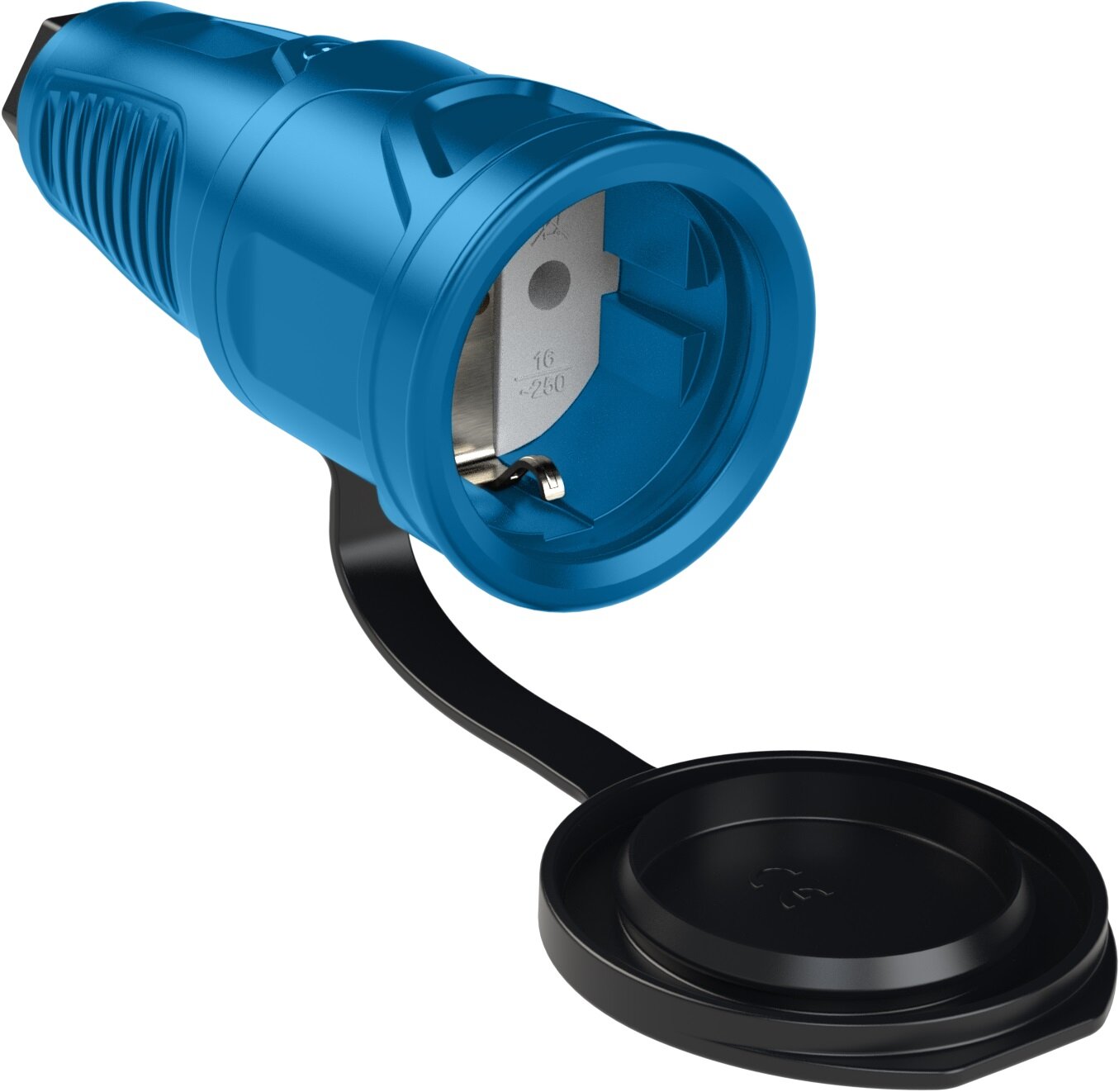 SIROX massief rubberen contrastekker met deksel op riem blauw volrubber SIROX massief rubberen contrastekker met deksel op riem blauw volrubber