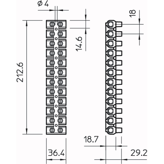 Aansluitblok 35,0mm², PP, zwart