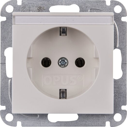 OPUS 55 geaarde contactdoos met tekstveld polarwit