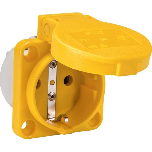 Machinecontactdozen IP 54 geel (RAL 1023) van achteren 50 x 50 mm 38 x 38 mm