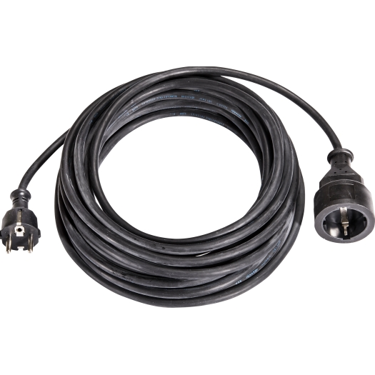 Verlengkabel met lichte rubberkabel H05RR-F 10 m zwart