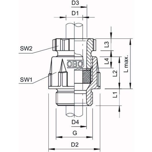 Wartel PG9, PS, lichtgrijs, RAL 7035