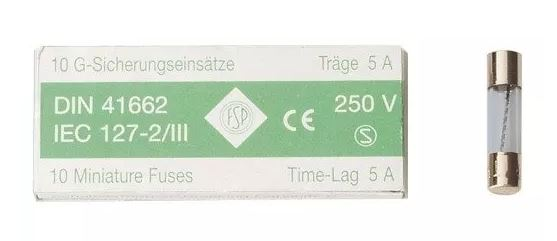 Glaszekeringen G-smeltelement, traag, 5 x 20 mm 1,0 A