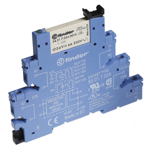 Koppelrelais serie 38 1 wisselcontact, 24V DC, met schroefklem