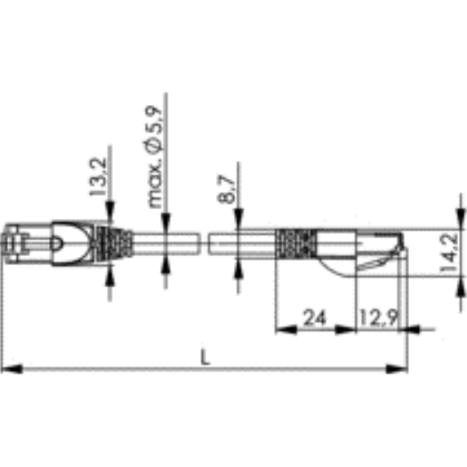 Patchkabel Cat.6a 0,5m grijs Telegärtner L00000A0072