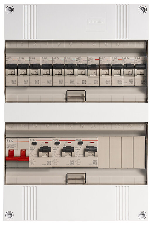 Groepenkast AEG 1-fase, 12 groepen, 40A 2P 3 x 40/0,03A 2P 