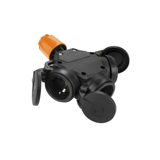SIROX® XL volrubber 3-voudige hangkoppeling met verend klapdeksel zwart/oranje SIROX® XL volrubber 3-voudige hangkoppeling met verend klapdeksel zwart/oranje