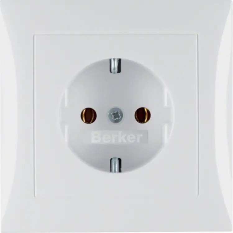 Berker wandcontactdoos randaarde voor afzonderlijke montage S1/B3/B7 wit glans (47428989)