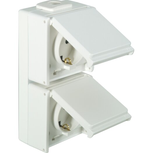 OPUS® AQUA geaarde contactdoos 2-voudig, verticaal 2-voudig, verticaal helder wit