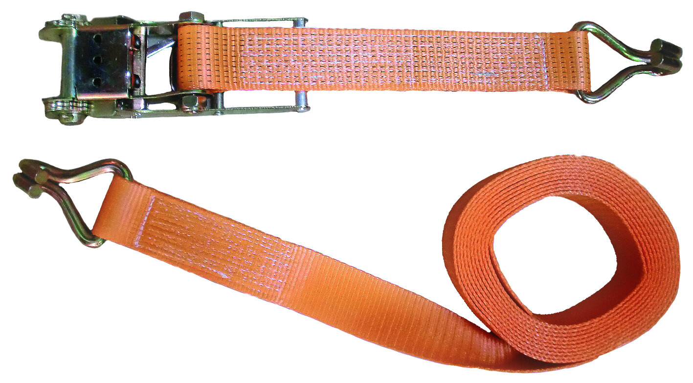 Spanband 5.000/10.000 kg, lengte 10 m, tweedelig met ratel en U-profielhaak, schuur- en slijtvast
