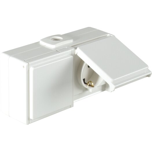 OPUS® AQUA geaarde contactdoos 2-voudig, horizontaal 2-voudig, horizontaal helder wit