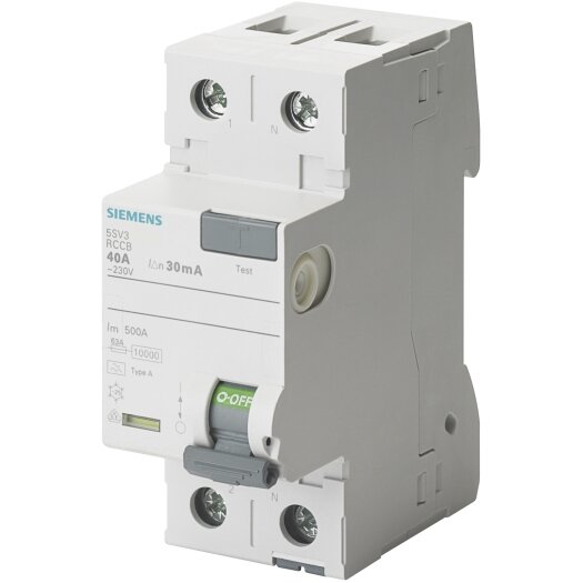 Siemens aardlekschakelaar 2-polig type A, 40A, 30mA, "PSE/SSF"