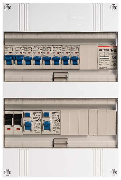 Groepenkast 1-fase, 40A 2P 2 x 40/0,03A 2P, 6 Groep B16