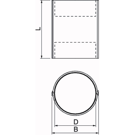 Pijpschaal inwendig gecoat Ø107x150mm, PVC, grijs