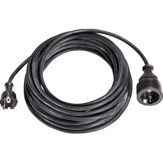 Verlengkabel met lichte rubberkabel H05RR-F 10 m zwart